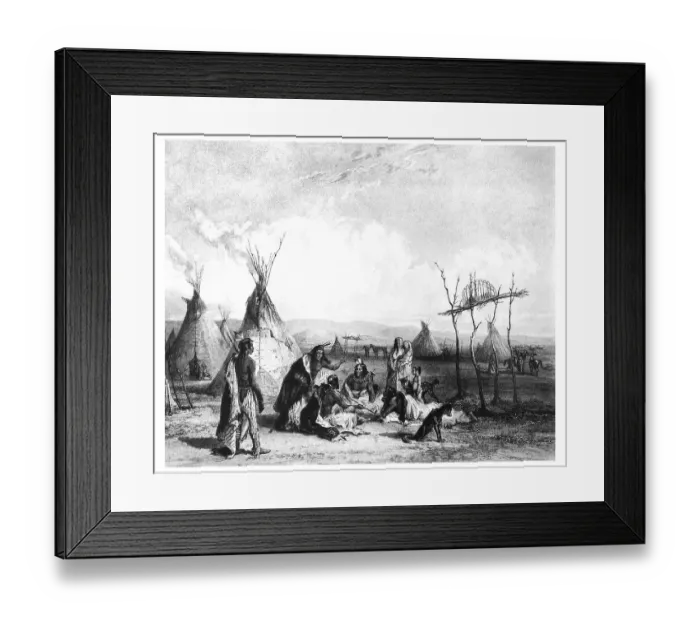 Framed Print : Totem construction of a Sioux Chief near Fort Pierre