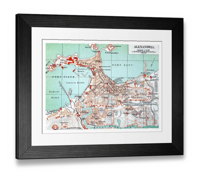 Framed Print : Map of Alexandria, an illustration from Meyers Konversations-Lexikon Framed Print : Map of Alexandria, an illustration from Meyers Konversations-Lexikon