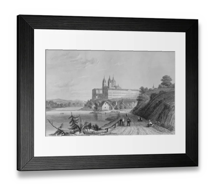 Framed Print : Melk Abbey or Moelk Abbey on the Danube river