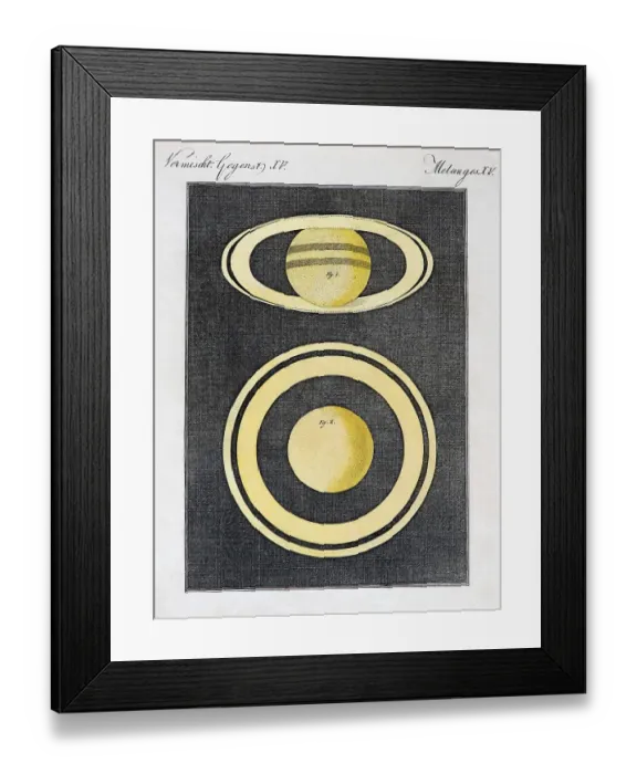 Framed Print : Planet Saturn, hand-coloured copperplate engraving from Friedrich Justin Bertuch picture book for children