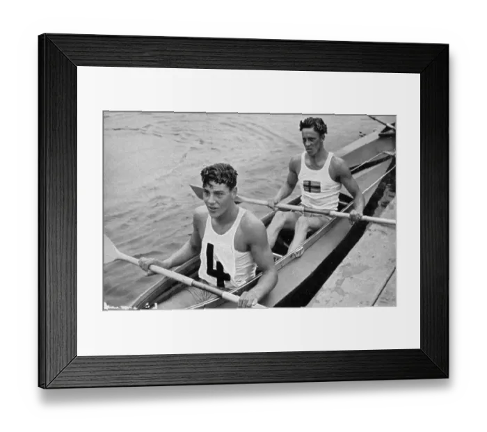 Framed Print : Sven Johansson and Eric Bladstroem won the gold medal in the folding boat double for Sweden Framed Print : Sven Johansson and Eric Bladstroem won the gold medal in the folding boat double for Sweden