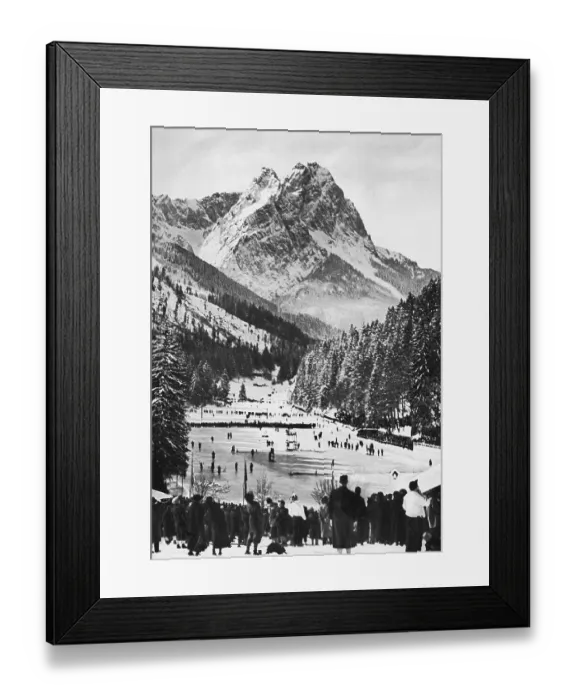 Framed Print : Ice stadium on the Riessersee, where ice hockey and ice speed skating were held Framed Print : Ice stadium on the Riessersee, where ice hockey and ice speed skating were held