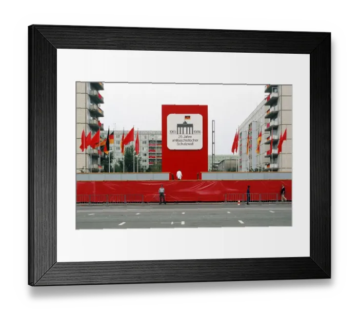 Framed Print : GDR, stand for the parade on the 25th anniversary of the Building of the Berlin Wall on Karl-Marx-Allee street