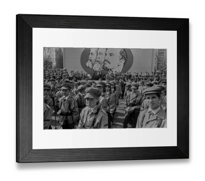 Framed Print : GDR, Berlin, 01.05.1988, May Day demonstration in Karl-Marx-Allee