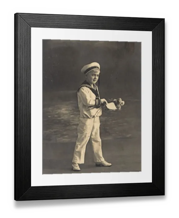 Framed Print : Historic photograph of a boy wearing a sailor's suit Framed Print : Historic photograph of a boy wearing a sailor's suit