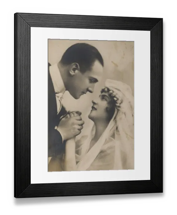 Framed Print : Historic photograph of a bridal couple