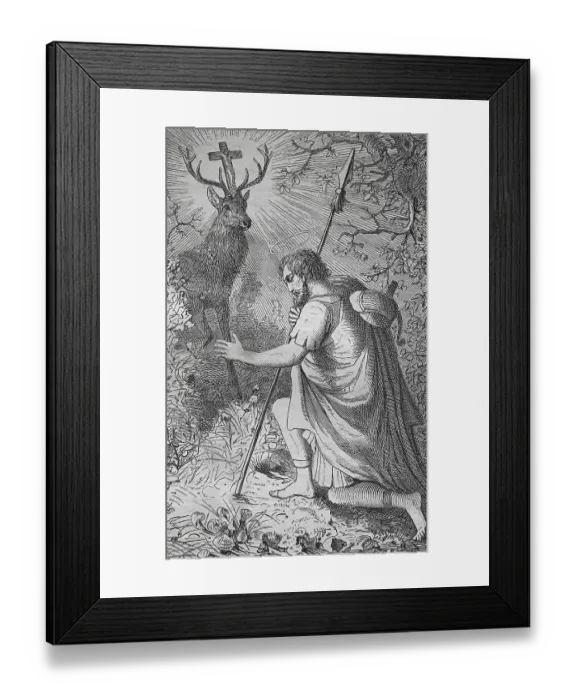Framed Print : St. Hubert, historic steel engraving from 1860