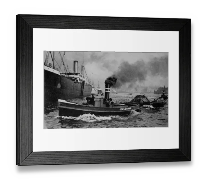 Framed Print : Tug boat in the port, Hamburg, Germany Framed Print : Tug boat in the port, Hamburg, Germany