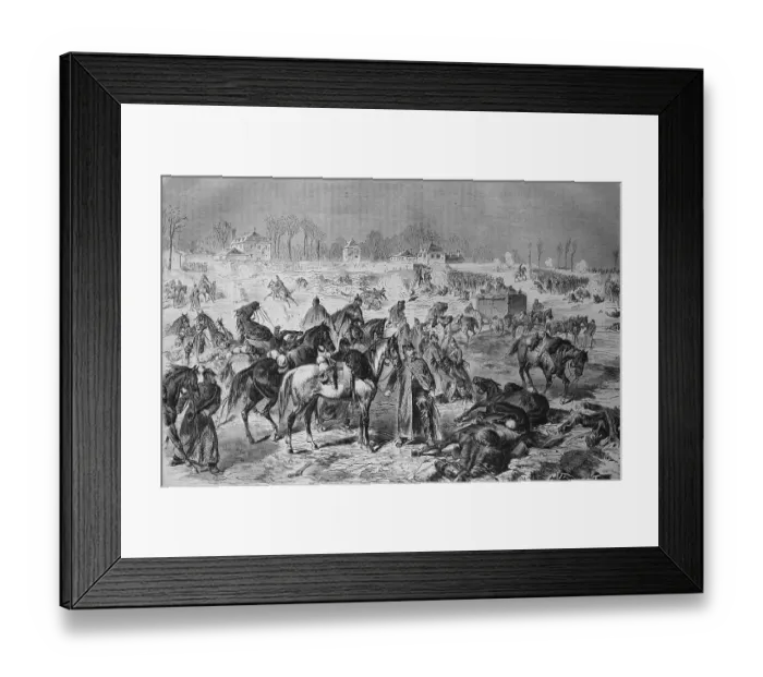 Framed Print : Wuerttemberg and Saxon forces under shell fire near Villiers