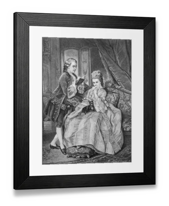Framed Print : The love poem, historical illustration, 1877