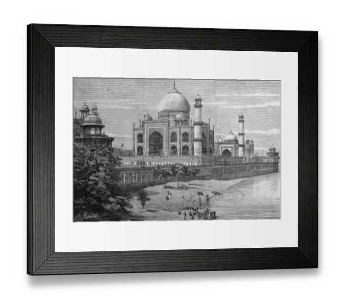 Framed Print : Taj Mahal in Agra, India, historic illustration