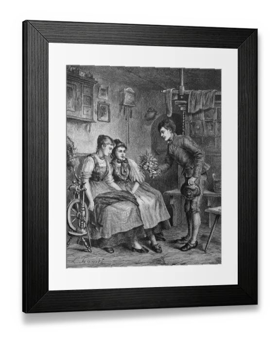 Framed Print : Marriage proposal, historic illustration, 1877 Framed Print : Marriage proposal, historic illustration, 1877