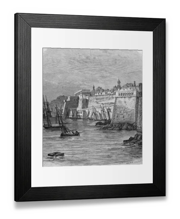 Framed Print : La Valletta, Malta, historic illustration