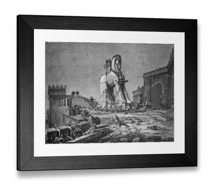 Framed Print : The Trojan horse, historic illustration, 1877