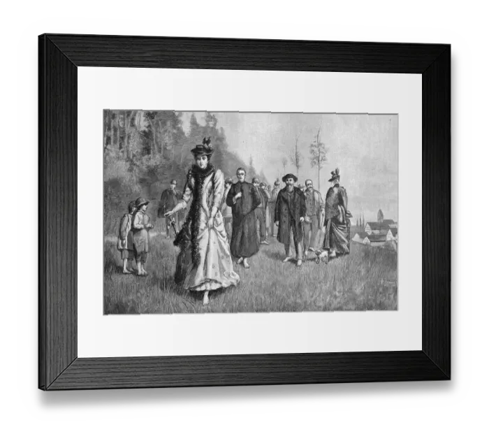 Framed Print : Kneipp cure, people walking barefoot on damp grass in Woerishofen Framed Print : Kneipp cure, people walking barefoot on damp grass in Woerishofen
