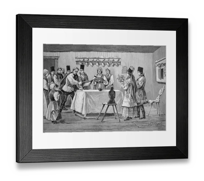 Framed Print : Wedding customa of the Saxons, historical illustration circa 1893