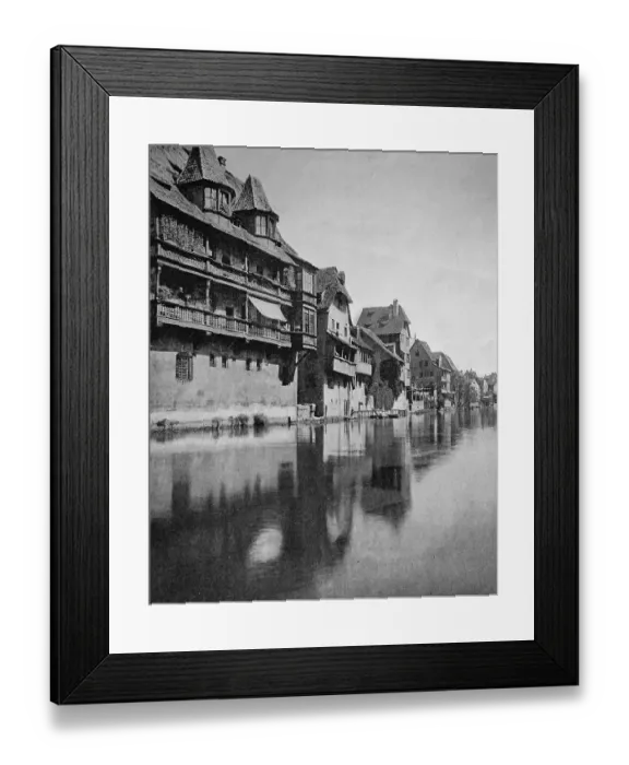 Framed Print : Early autotype of Nuremberg, houses on the Pegnitz river