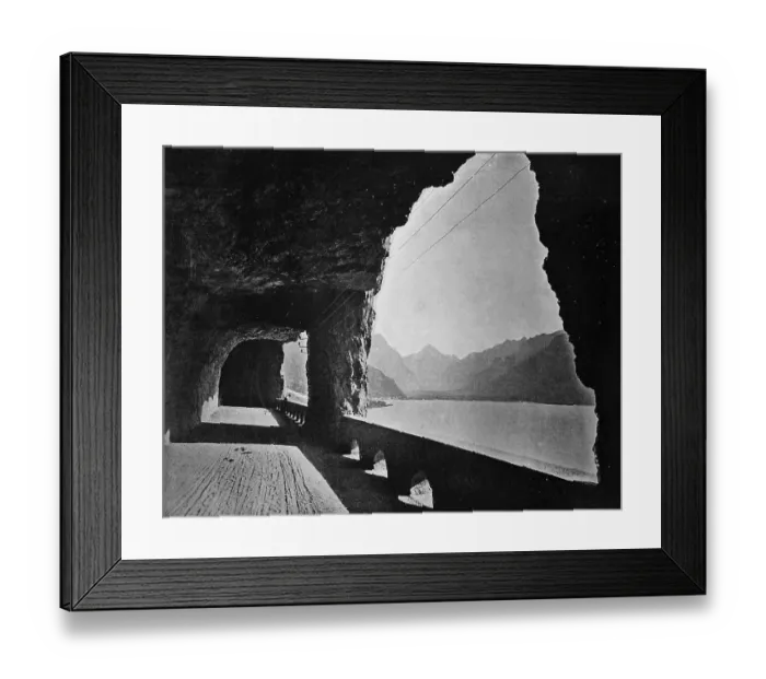 Framed Print : Early autotype of the Axenstrasse on Lake Lucerne