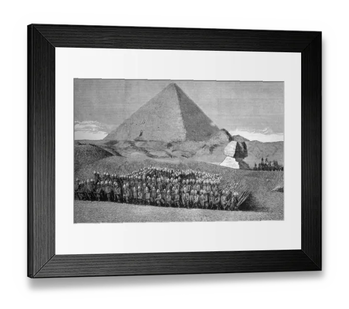 Framed Print : The war in Egypt, second battalion Highland light infantry picknicking at the Pyramids Framed Print : The war in Egypt, second battalion Highland light infantry picknicking at the Pyramids