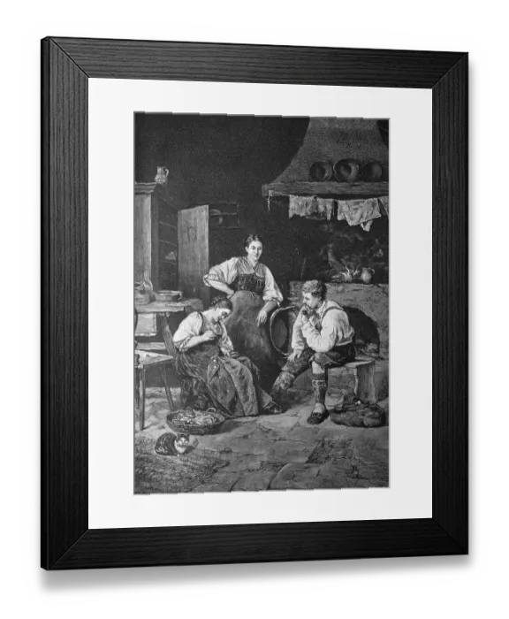 Framed Print : Sewing, historical illustration, about 1886
