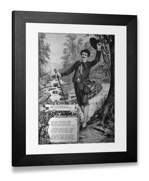 Framed Print : Happy wayfaring man, historical illustration