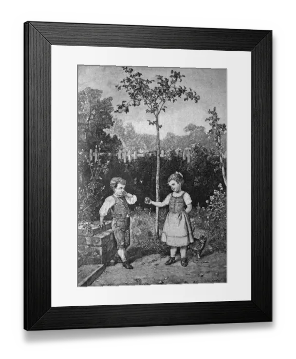 Framed Print : Children playing Adam and Eve, historical illlustration Framed Print : Children playing Adam and Eve, historical illlustration