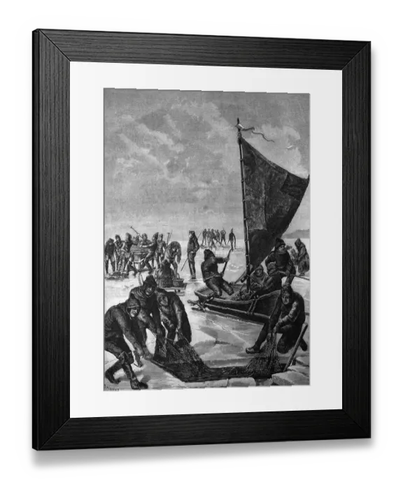 Framed Print : Ice fishing on a north German inland water Framed Print : Ice fishing on a north German inland water
