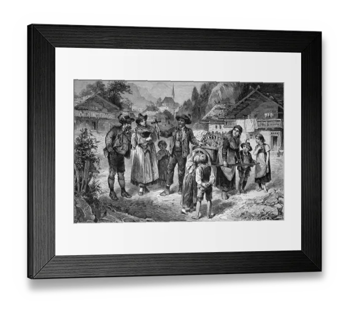 Framed Print : Merchant selling religious items in Tyrol Framed Print : Merchant selling religious items in Tyrol