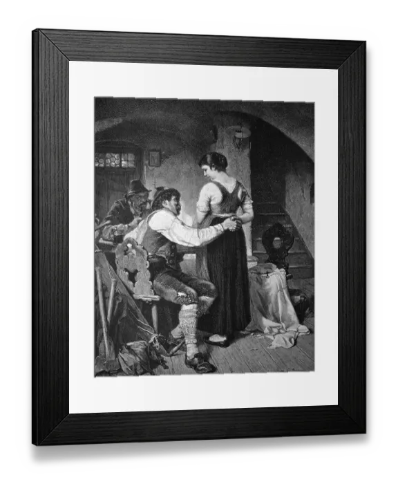 Framed Print : Stop at the inn, historical illustration