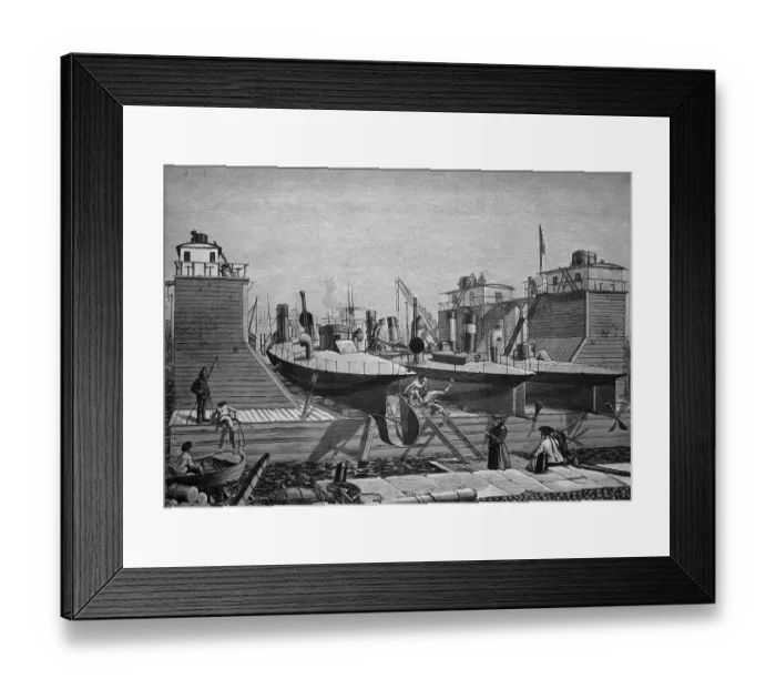 Framed Print : Floating dock for torpedo boats in the port of Kronstadt