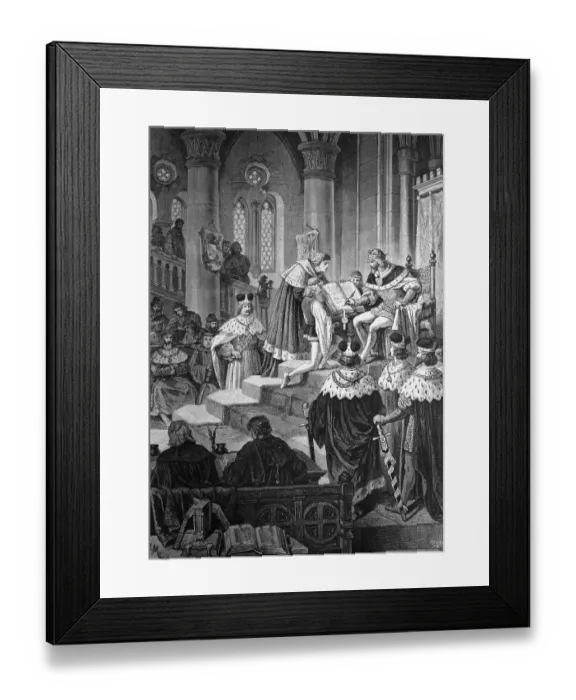 Framed Print : Emperor Charles IV signing at the Diet of Metz