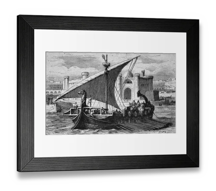 Framed Print : Phoenician merchant ship, historical illustration