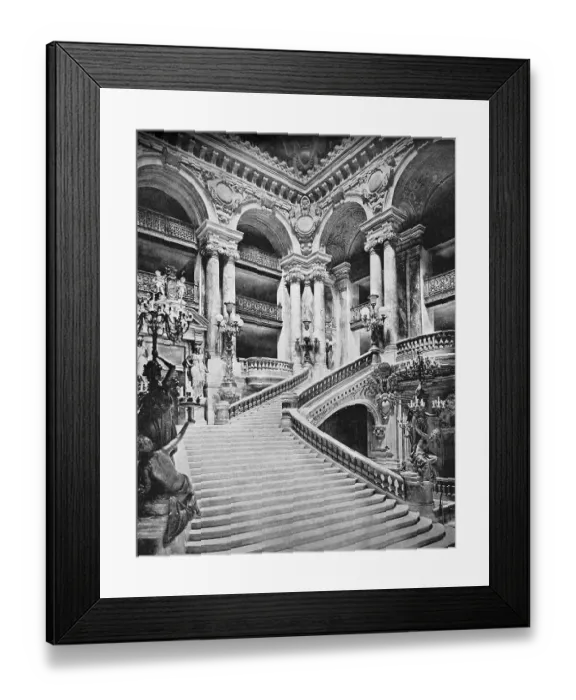Framed Print : One of the first autotype photographs of the staircase of the Opera in Paris