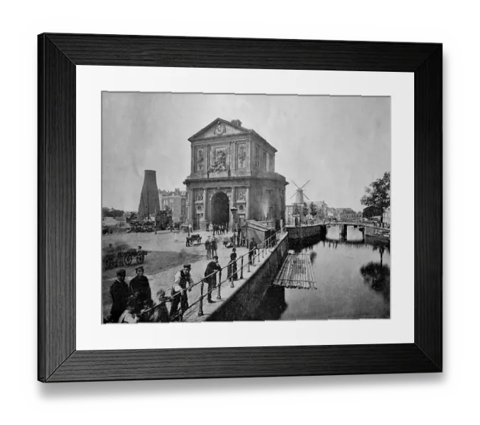 Framed Print : One of the first autotype photographs of the port of Delft