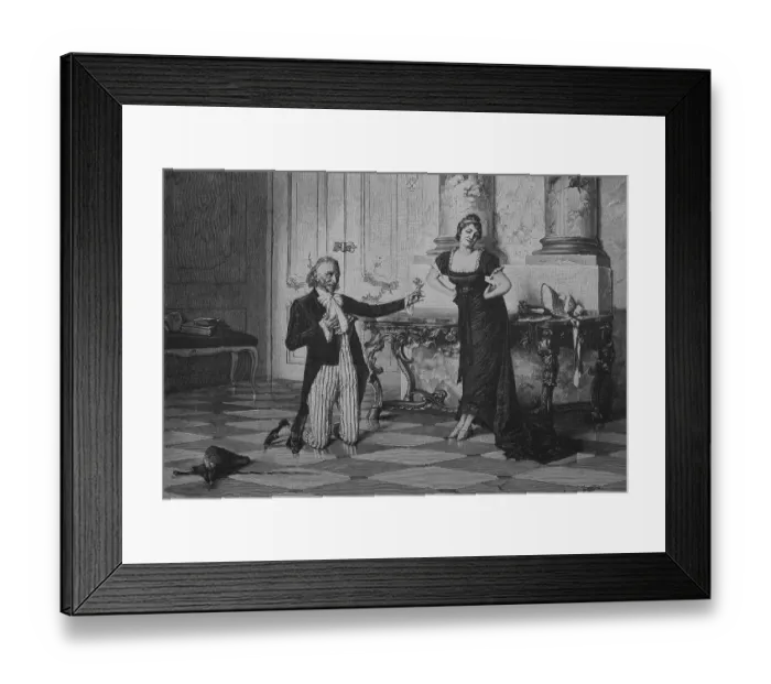 Framed Print : Historical engraving, man proposing to a woman Framed Print : Historical engraving, man proposing to a woman