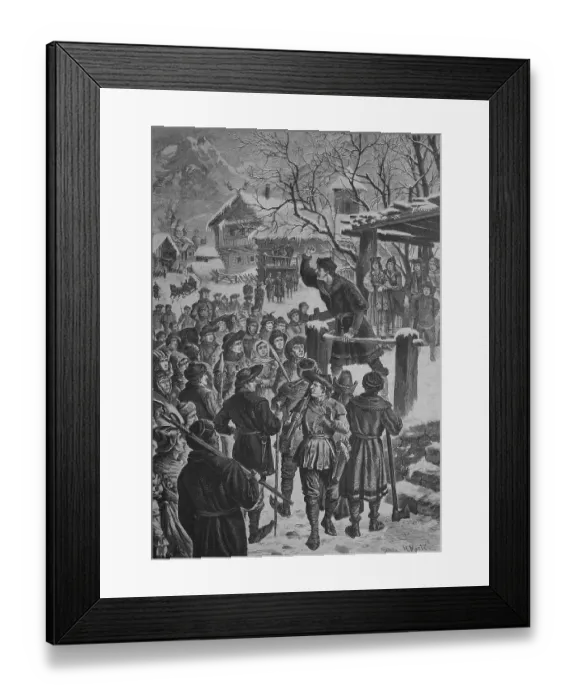Framed Print : Gustav Vasa telling farmers about the atrocities committed by the Danes in Stockholm