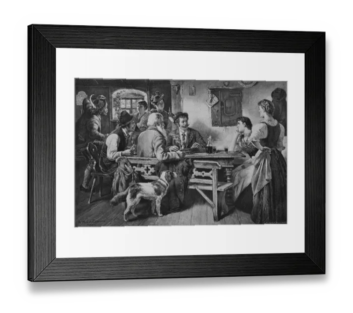 Framed Print : Wooing in the living room of a rich farmer