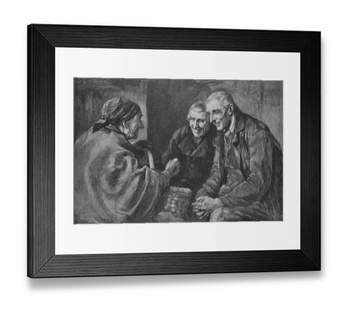 Framed Print : Village gossip, woodcut, 1888