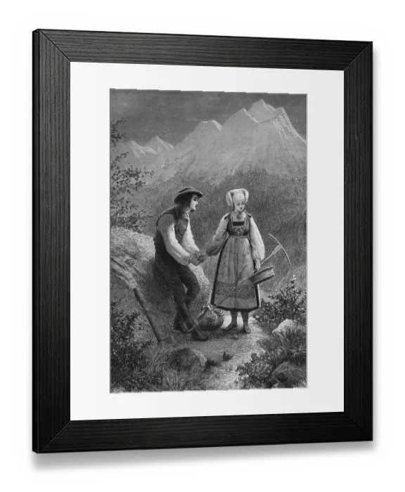 Framed Print : Peasant couple at the Hardanger Fjord Framed Print : Peasant couple at the Hardanger Fjord