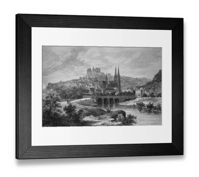 Framed Print : Marburg, Hesse, Germany, wood engraving