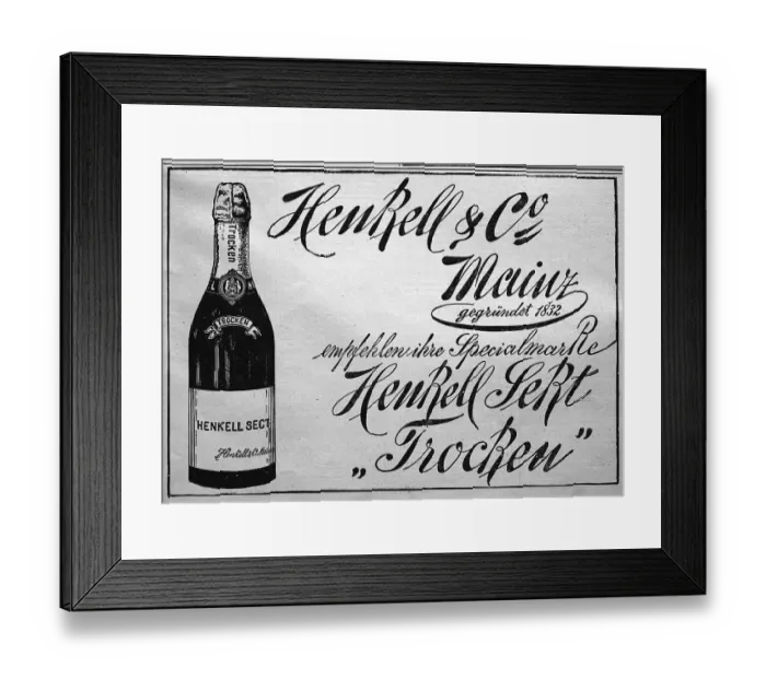Framed Print : Advertisement for sparkling wine