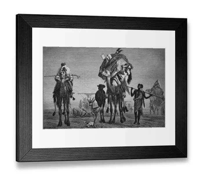 Framed Print : Wandering harem of a Bedouin in the desert Framed Print : Wandering harem of a Bedouin in the desert