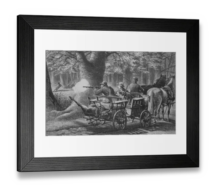 Framed Print : Game drive, historical engraving, 1883