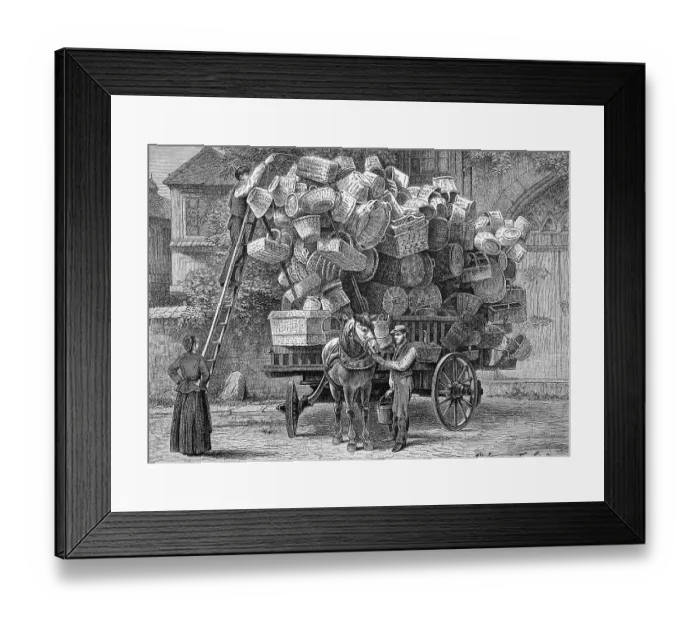 Framed Print : Rhineland trader's wagon, basket trader