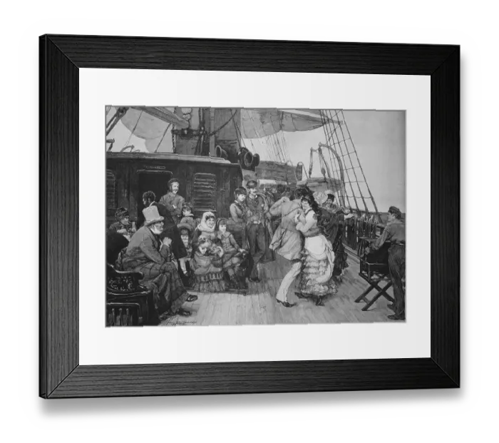 Framed Print : Ball on board a sailing ship, historical engraving Framed Print : Ball on board a sailing ship, historical engraving