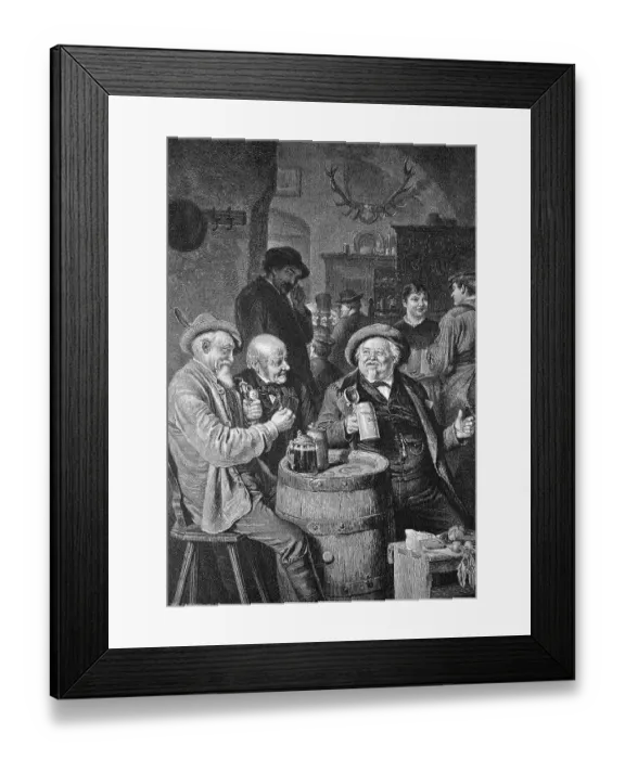 Framed Print : Men drinking beer, historical engraving, 1888 Framed Print : Men drinking beer, historical engraving, 1888