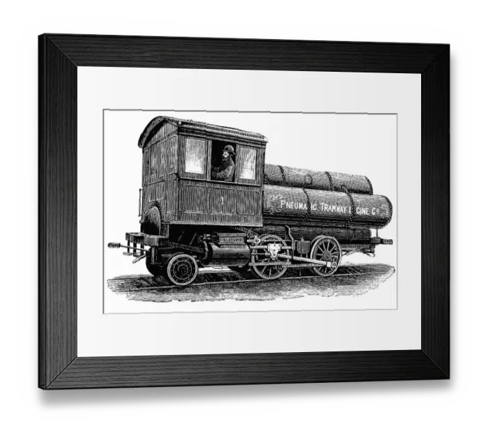 Framed Print : Locomotive operated by compressed air according to the system by Robert Hardie