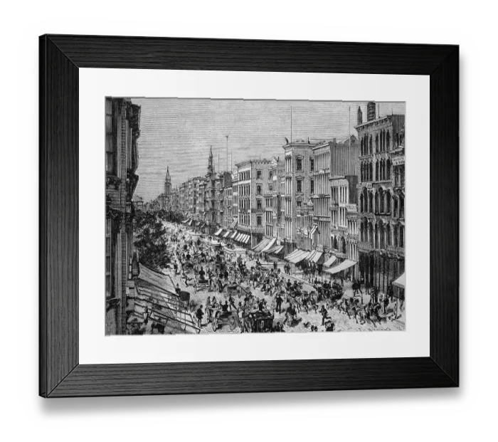 Framed Print : Broadway in 1888, New York, USA Framed Print : Broadway in 1888, New York, USA