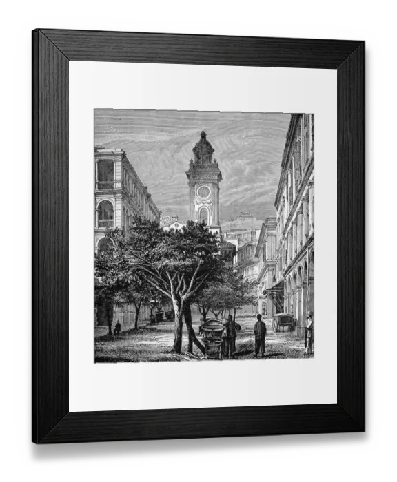 Framed Print : Street scene, Hong Kong, historical illustration