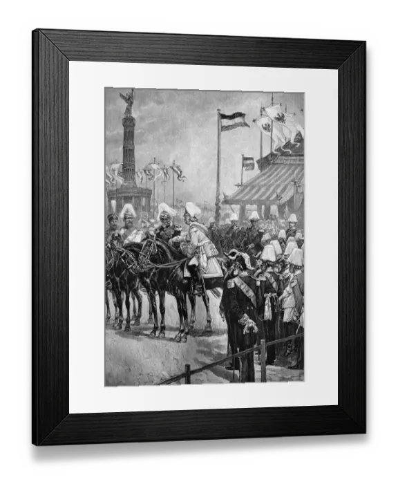 Framed Print : William I, the German Emperor welcoming Bismarck at the unveiling of the Victory Column in Berlin Framed Print : William I, the German Emperor welcoming Bismarck at the unveiling of the Victory Column in Berlin